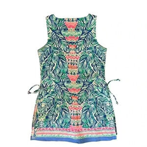 Lilly Pulitzer Feel the Beat Elephant Pink Blue Donna Romper Size 0 EUC